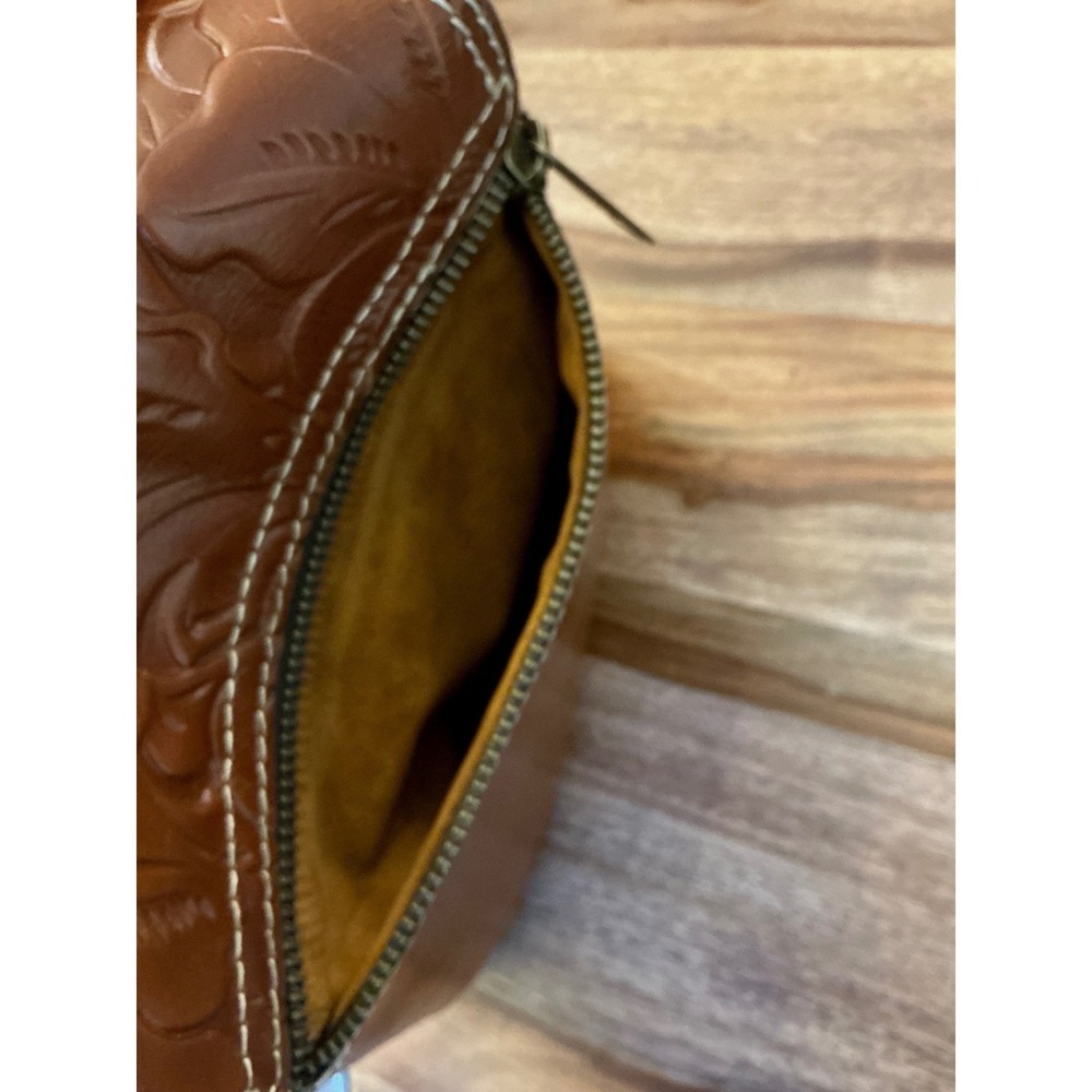 Patricia Nash Balluri Tooled Leather Crossbody Bag Cognac Floral Embossed Brown - Picture 12 of 15
